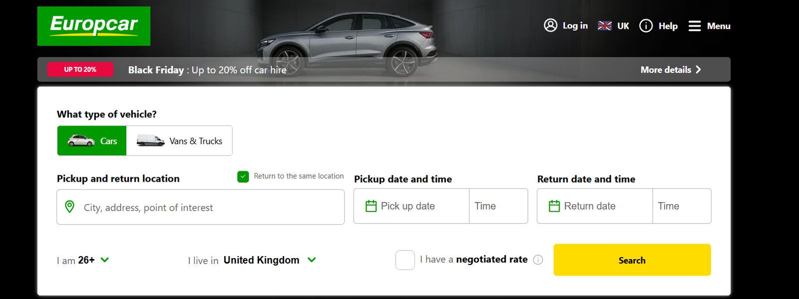 Europcar UK Black Friday Deals