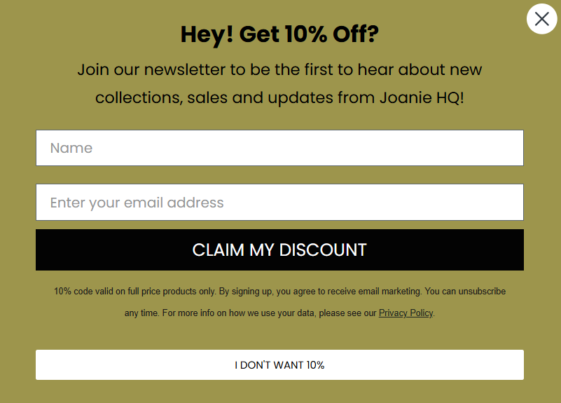 Get 10% Off – Newsletter Signup