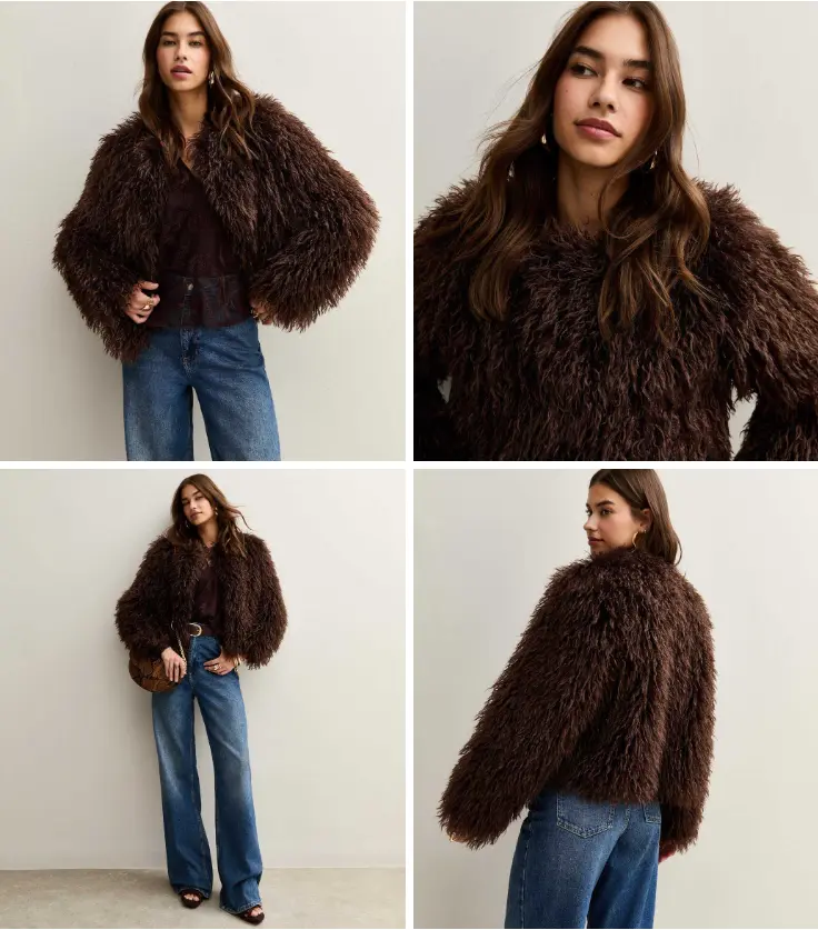 New Look UK Brown Faux Fur Coat – 46% OFF