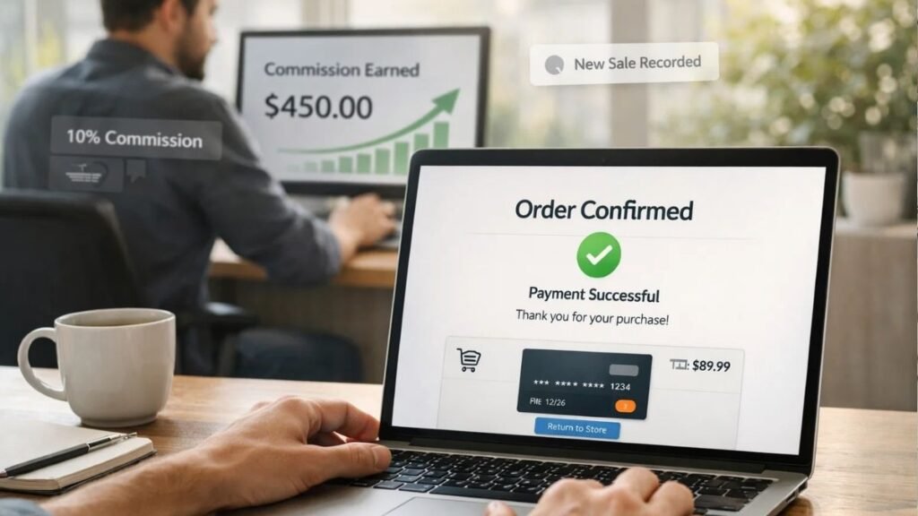 cps laptop screen with payment confirmation